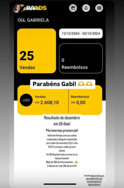 Print de depoimento de aluno — resultado 16