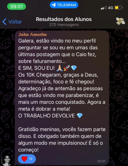 Print de depoimento de aluno — resultado 3